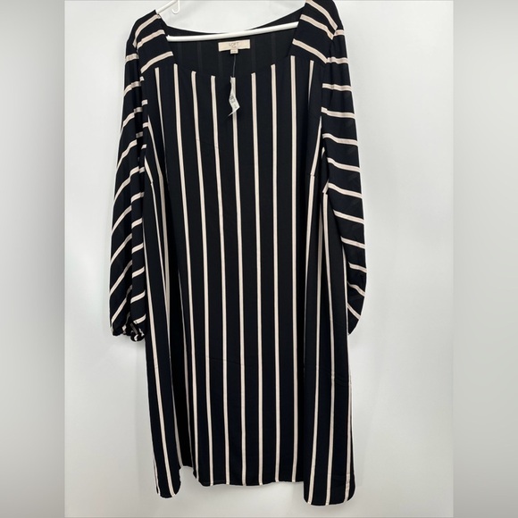 Loft Black Stripe Shift Dress Plus size 20 NWT Career Party Cocktail Lined - Picture 1 of 5